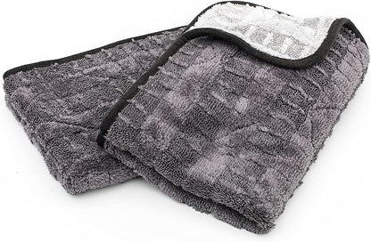 The Rag Company Gauntlet Car Drying Towel, Ultra-Absorbent 70/30 Blend Korean Microfiber, Dries Vehicles Faster Without Scratching, 900 GSM, 30x36 Inches, Ice Grey/Grey, 1-Pack