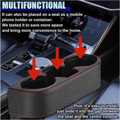 ZIMISI Car Cup Holder, PU Leather Auto Front Console Gap Filler Organizer, Multifunctional Cup Drink Holder, Car Seat Gap Filler Storage Box, Coin Bucket, Cell Mobile Phone Holder (Grey)