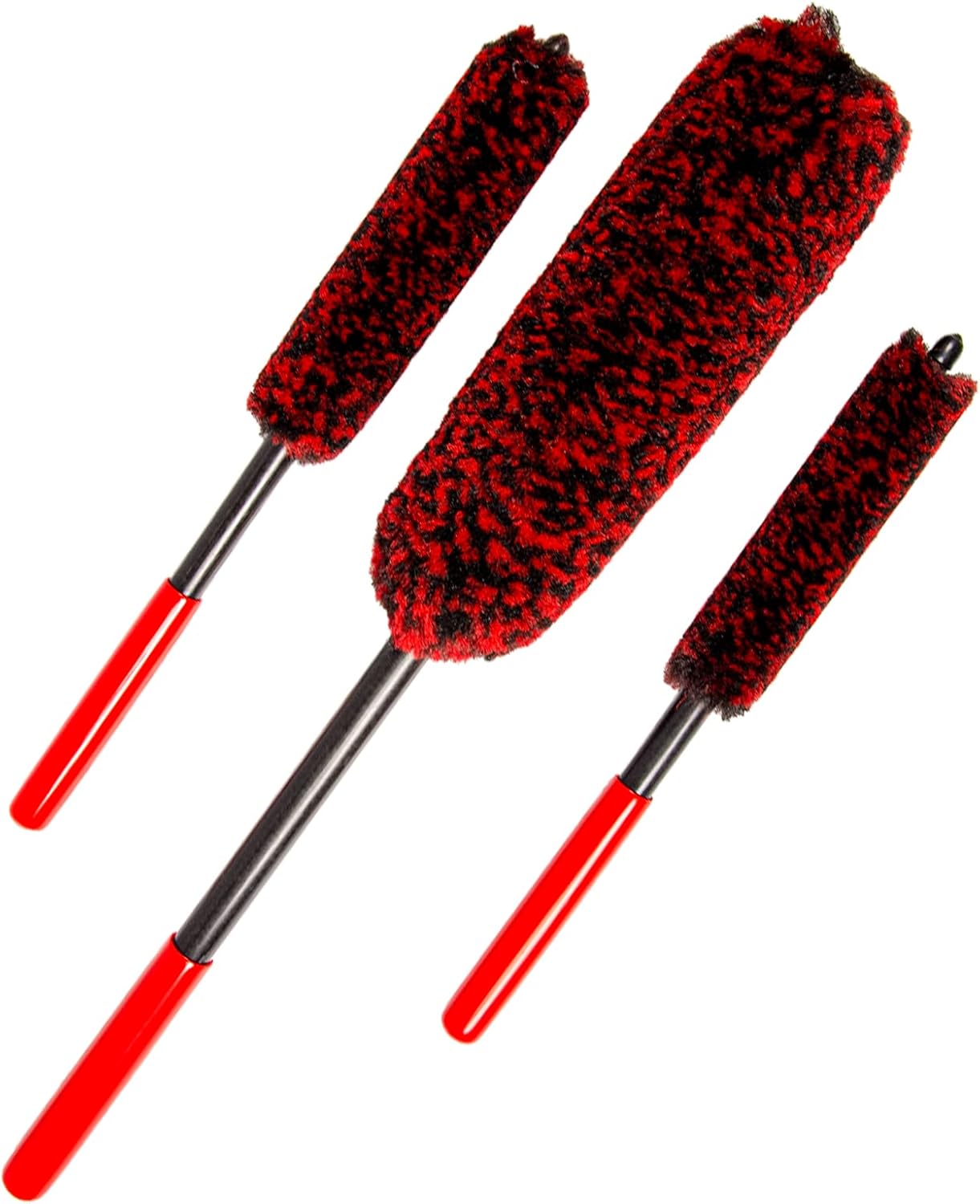 Car Wheel Rim Brush Kit, Woolies Wheel Brush, Car Cleaning Brush Fiber Rod, Steel Ring Fiber Cleaning Brush, Long Non-Slip Handle Clean Brush, Great to Clean Car Wheel Rim