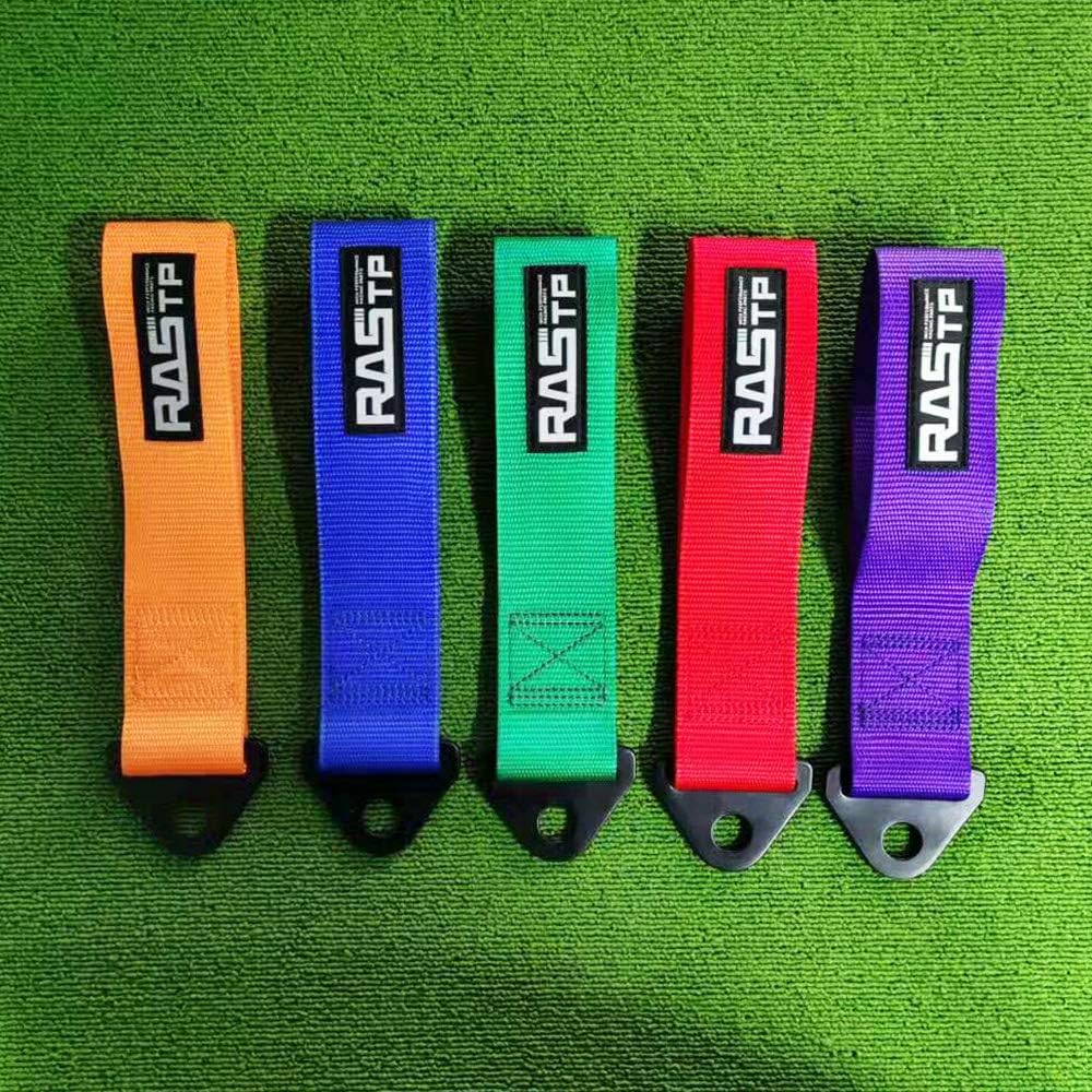 RASTP High Strength Racing Tow Strap, Tow Hook Fit for Front or Rear Front Bumper Decorative Trailer Belt (Black)