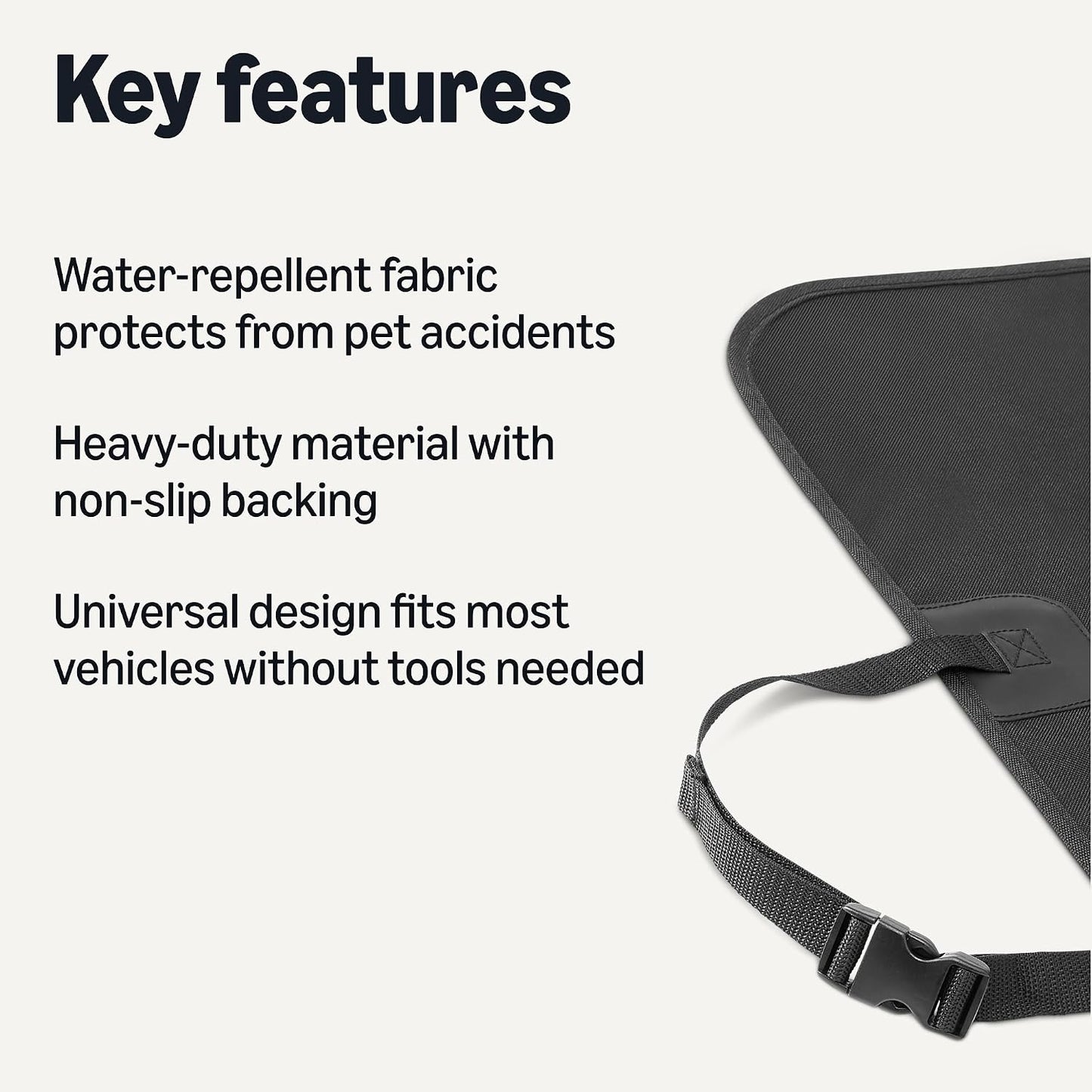 Amazon Basics Waterproof Dog Car Seat Cover, Scratch Proof Protector for Pet, Car Back Bench, 56 x 47 inch, Black