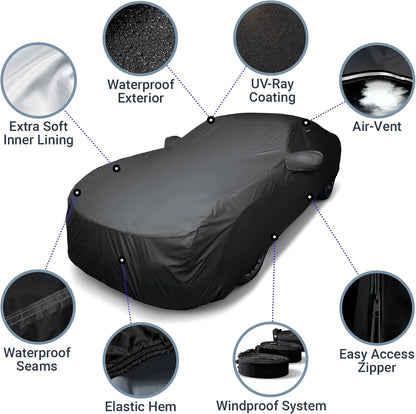iCarCover Premium Car Cover for 1970-1972 Chevy Monte Carlo Heavy Duty Waterproof All-Weather Automobiles Custom Fit Indoor Outdoor UV Snow Protection Covers with Straps and Bag - Colors C