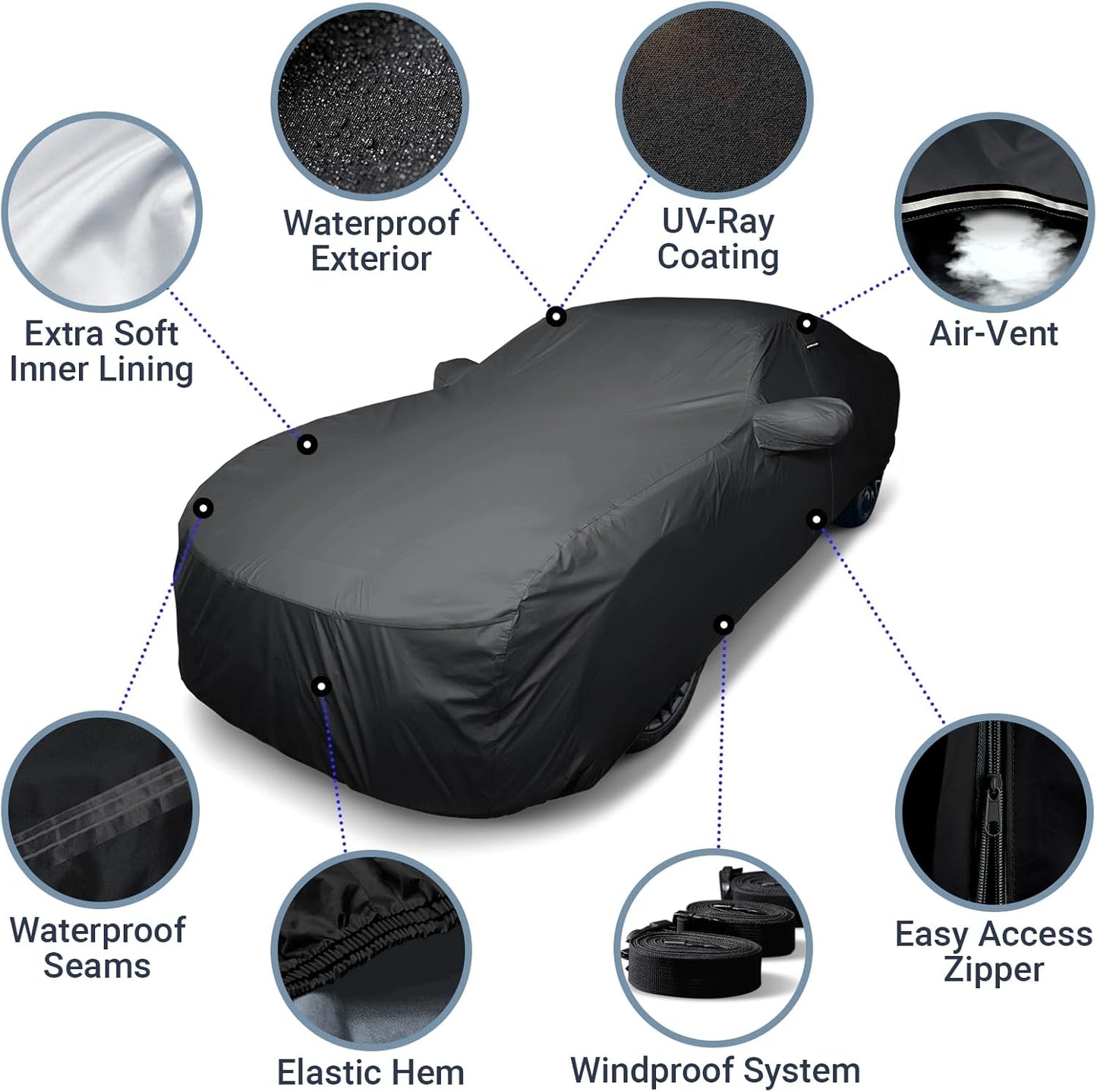 iCarCover Premium Car Cover for 1990-2017 Lexu s LS400, LS430, LS460 Heavy Duty Waterproof All-Weather Automobiles Custom Fit Indoor Outdoor UV Snow Protection Covers with Straps and Bag - Colors B