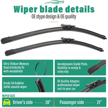 26" 16" 11" Windshield Wiper Blades Replacement for Chevrolet Chevy Trax 2024 2025 2026 Premium All Weather Front Rear Wipers Set - OEM Quality (Pack of 3) - Colors D
