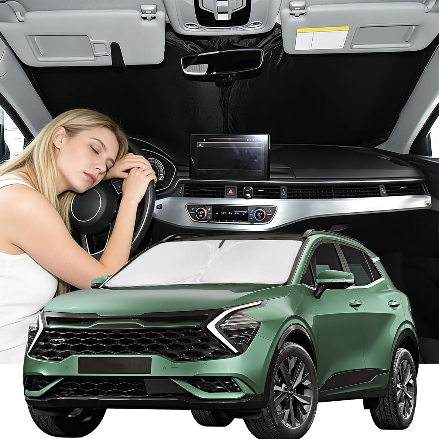 for Toyota Tacoma 2016-2023 2024 2025 2026 Sun Shade Sunshade Windshield Cover - 4 Layers Front Window Shade Custom Fit Tacoma 2Dr 4Dr Pickup Sun Visor 240T Shade Blocks UV Rays Car Accessories - Colors A