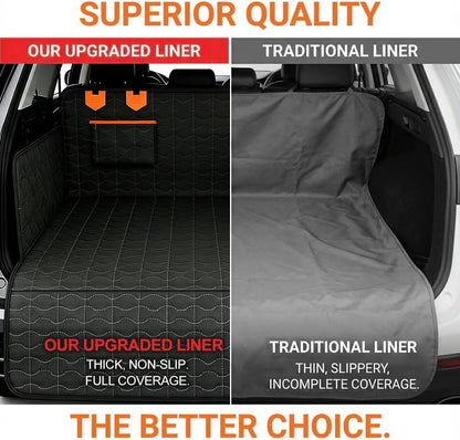 IJVAE SUV Cargo Liner for Dogs, Waterproof Dog Trunk Cover with Bumper Flap Protector, Pet Cargo Mat for SUVs Sedans Vans, Non-Slip Scratchproof Dog Seat Cover，Large Size Universal Fit, Black
