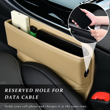 Kewucn Car Seat Gap Organizer, Adjustable Leather Front Seat Gap Filler Storage Box, Multifunctional Auto Console Side Pocket Organizer for Phone Glasses Key Card, Car Accessories (Black)