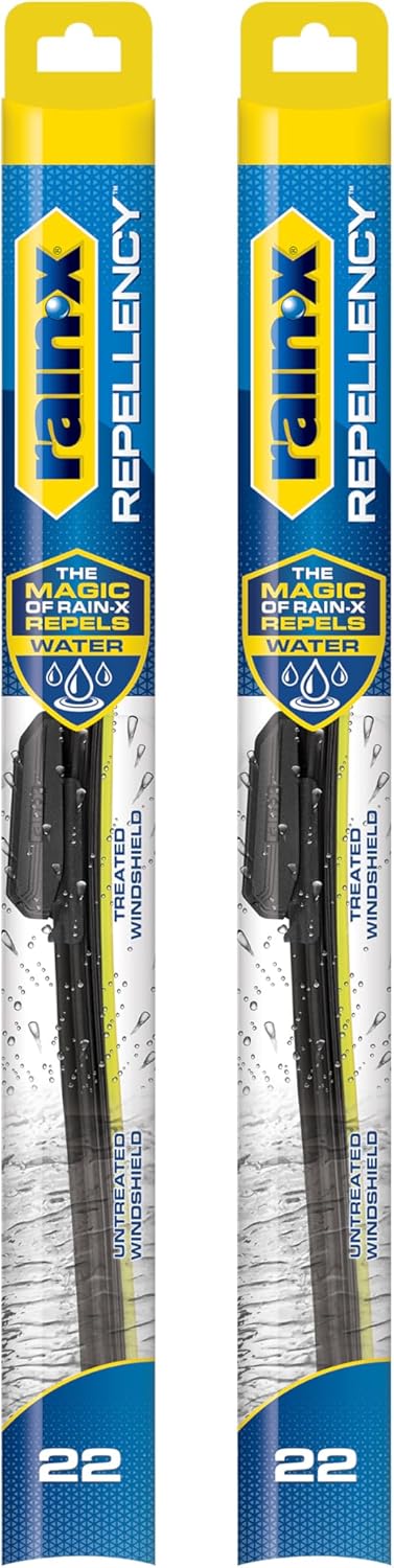 Rain-X 810363 Repellency Water Repellent Wiper Blades, 22" Windshield Wipers (Pack of 2), All Weather Streak-Free for Enhanced Visibility w/Water Repellency Formula [Amazon Exclusive] - Colors A