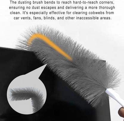 4 PCS Fan Cleaner Brush, Cobweb Duster Bendable Fan Duster, Plastic Dust Cleaner Reusable Head Ceiling Brush Microfiber Dirt Remover for AC Radiator Car Vents Blinds Shutters Window (Blue)