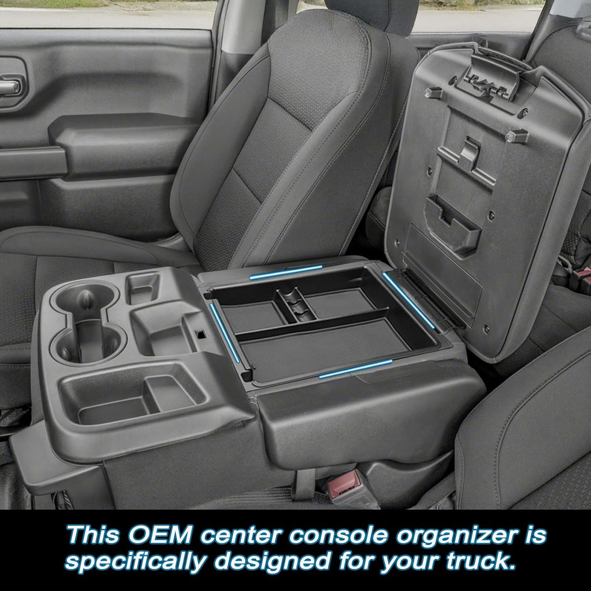 JKCOVER Center Console Hanging Organizer Box Compatible with 2019-2026 Chevy Silverado/GMC Sierra 1500 and 2020-2026 Chevrolet Silverado/Sierra 2500HD 3500HD Accessories(Split-Bench Folding Seat Only)