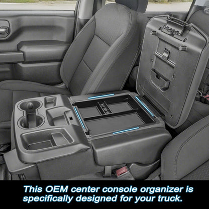 JKCOVER Center Console Hanging Organizer Box Compatible with 2019-2026 Chevy Silverado/GMC Sierra 1500 and 2020-2026 Chevrolet Silverado/Sierra 2500HD 3500HD Accessories(Split-Bench Folding Seat Only)