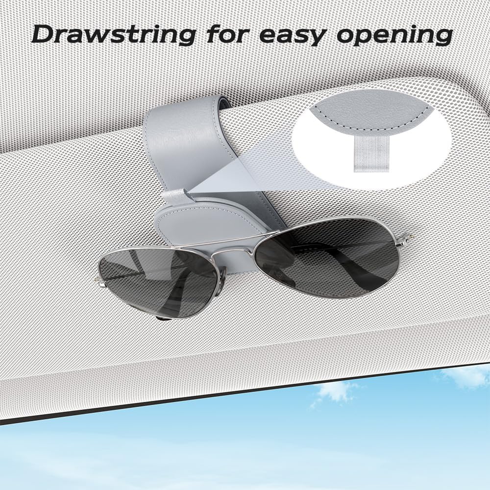 Sotfamily Sunglass Holder for Car Visor, Suede Cloth Magnetic Sunglass Organizer for Car Accessories, 2 Packs, Black