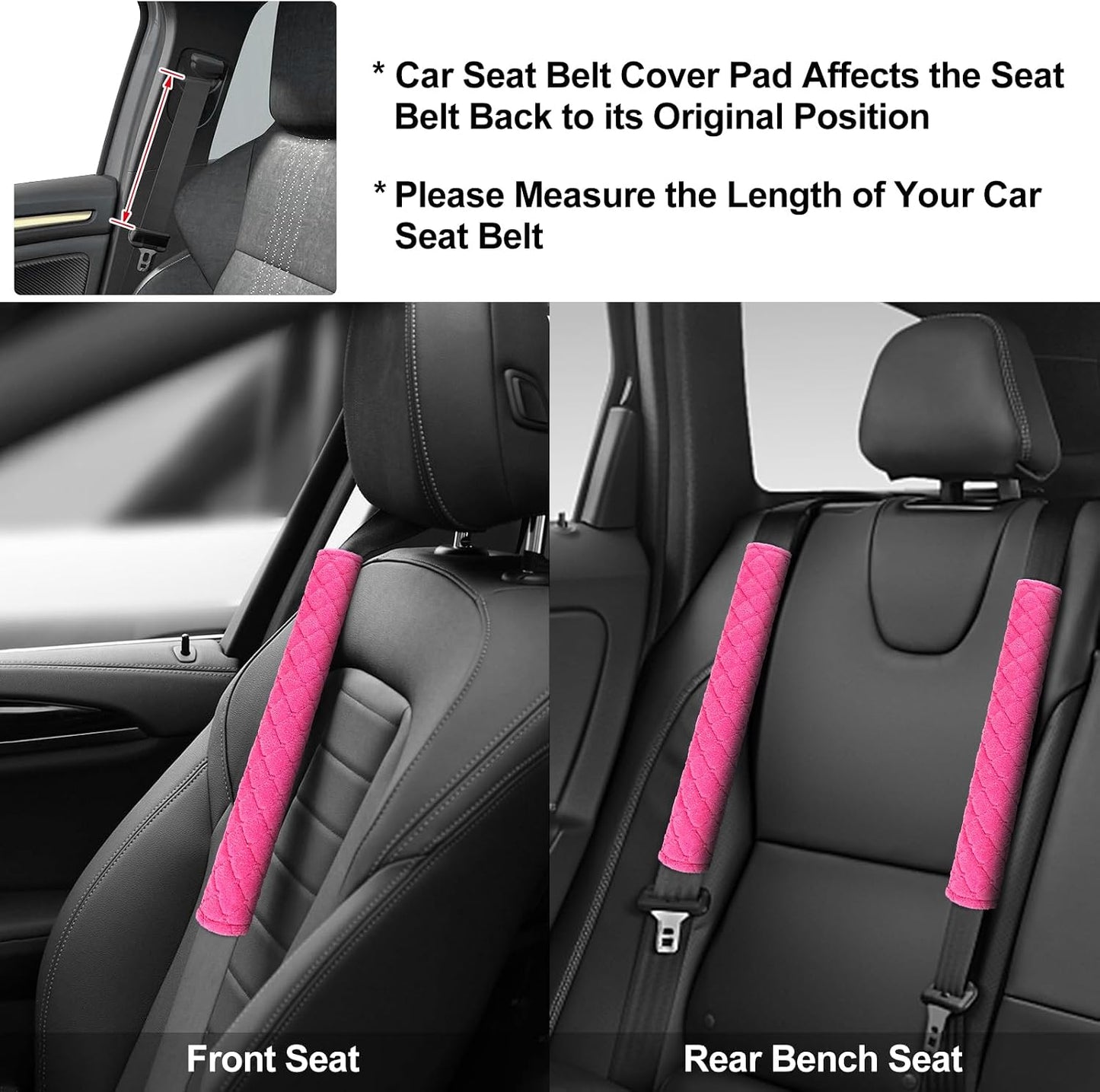 surpassme Car Seat Belt Pads Cover, 2 Pack Seat Belt Shoulder Strap Covers Protector to Release Stress to Your Neck and Shoulder for a Safety Driving (Pink)
