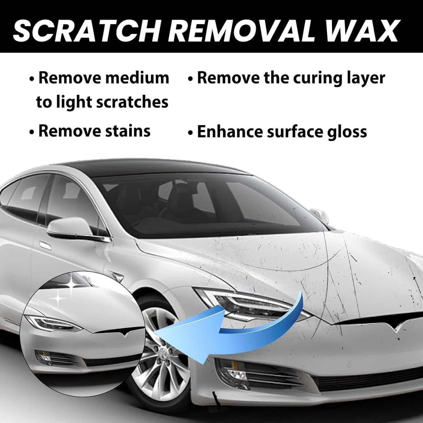 Car Scratch Removal Wax, 2026 New Upgraded scratch remover for vehicles Deep Scratches, Universal Car Paint Polishing Wax Scratch Remover with Wipe and Sponge (1Set)