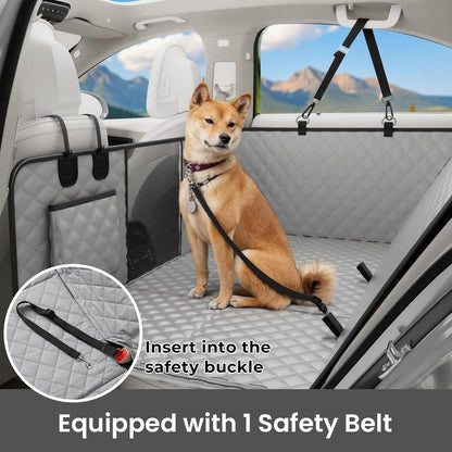 Dog Car Seat Cover for Back Seat, Waterproof Leather Fabric Back Seat Extender for dogs 52.4 * 24.4in, Foldable in The Car, Hard PVC Panels Bottom Support to 330 lbs, for Cars/Mid-Size SUV/Small Truck