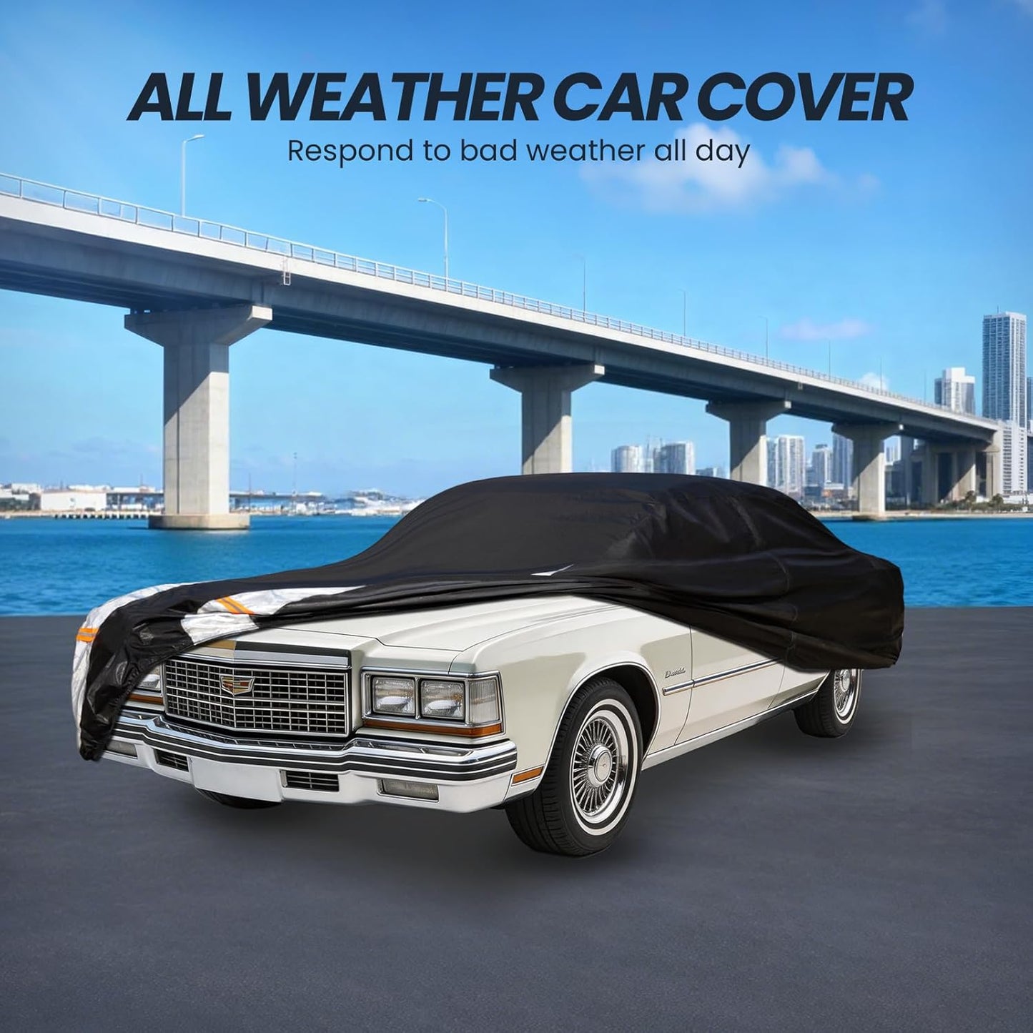 Large SUV Car Cover for Chevy Suburban 100% Waterproof All Weather, Heavy Duty Outdoor Full Exterior Covers Rain Sun Wind UV Protection. - Colors D
