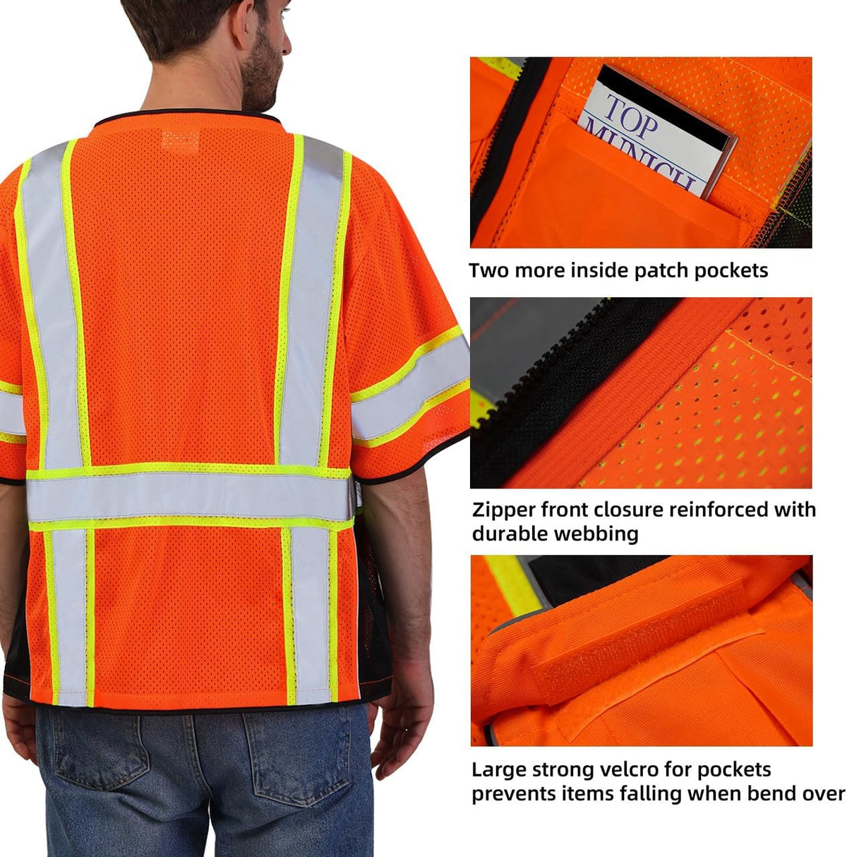 Dib Safety Reflective Mesh Vest ANSI Class 3, High Visibility with Pockets and Zipper, Made with 3M Reflective Tape, Yellow XL