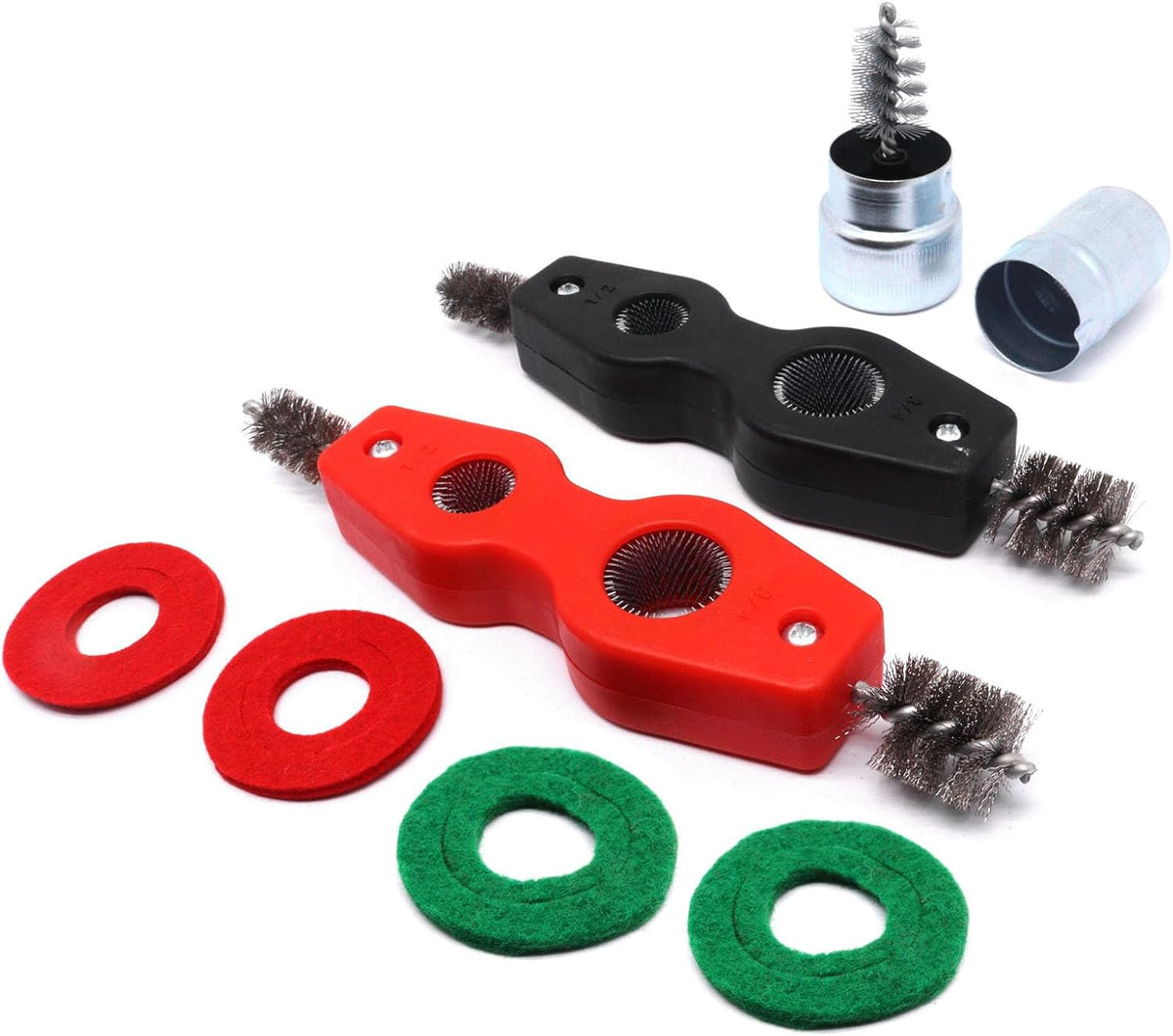 Battery Terminal Cleaner Kit, Battery Terminal Brush & 4 in 1 Copper Tubing Brush & 2pcs Anti-Corrosion Fiber Washers