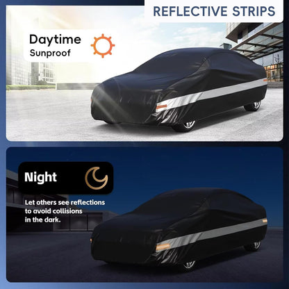 10 Layers Car Cover Custom Fit for Mercedes Benz C Class C250 C300 C43 C63 (1993-2026), Waterproof All Weather for Automobiles, Outdoor Full Cover Sun Dust Rain Protection with Cotton. Black - Colors A