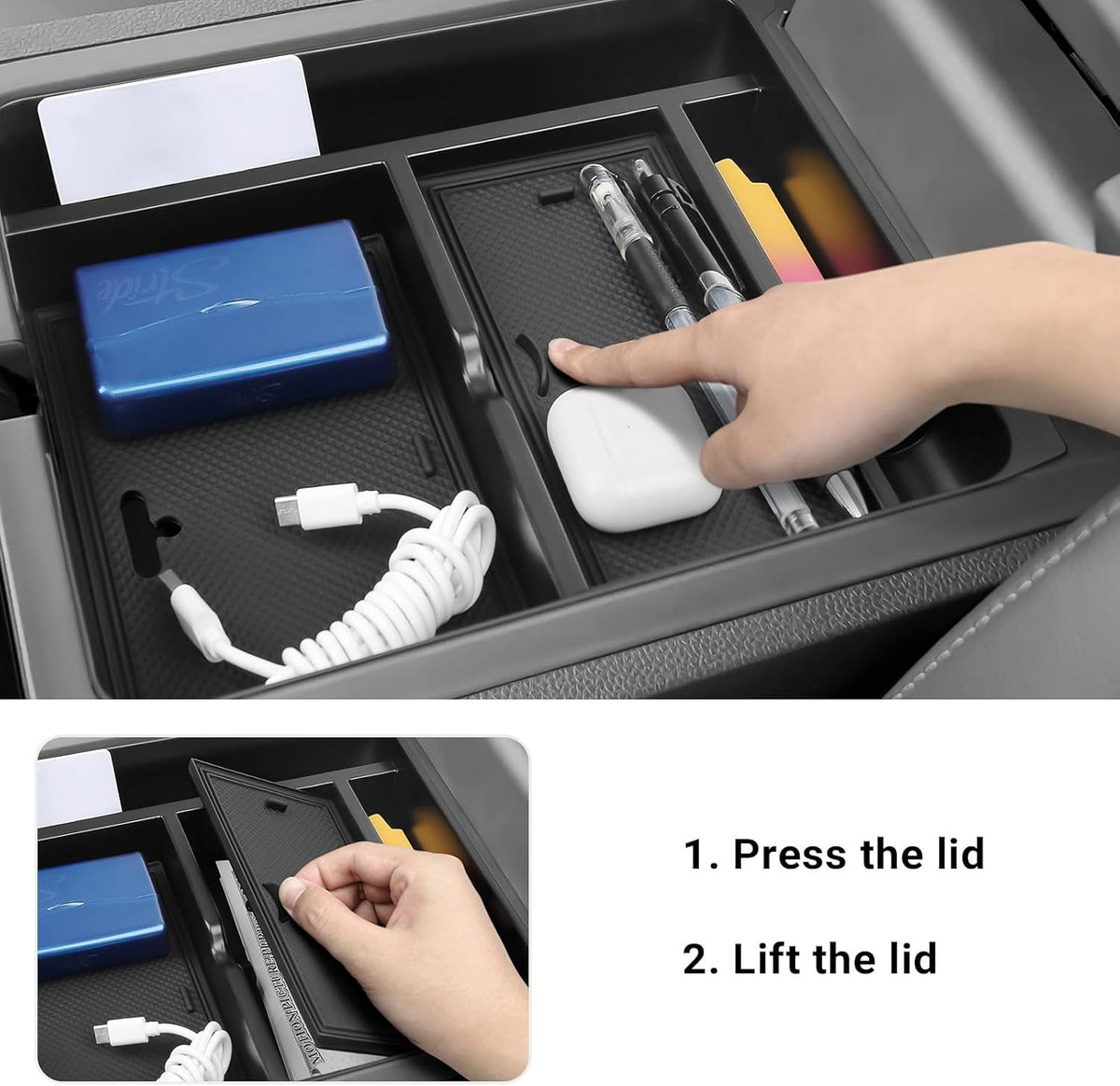 Glove Box Dividers Organizer Compatible with Toyota 2016-2020 2021 2022 2023 Tacoma Accessories Black ABS Material Center Console Organizer