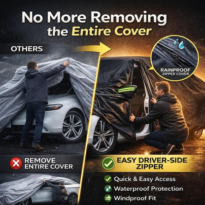 Car Cover Waterproof All Weather for Automobiles, Outdoor Full Exterior Covers for Sedan Black(Suggest Car Length from 194"-208")