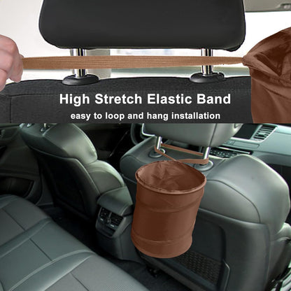 Car Trash Can, 2 Packs Mini Collapsible Pop-up Car Garbage Can, Waterproof Hanging Car Trash Bag with Velcro, Car Trash Bin, Black