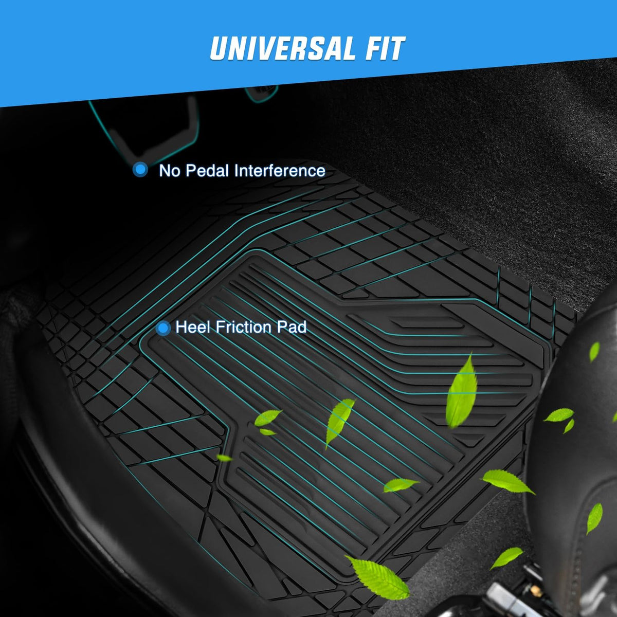 Nilight Rubber Cargo Mats for Cars Trucks SUVs,Universal Trim to fit for Most Vehicles,All Weather Protection Heavy Duty Cargo Liners