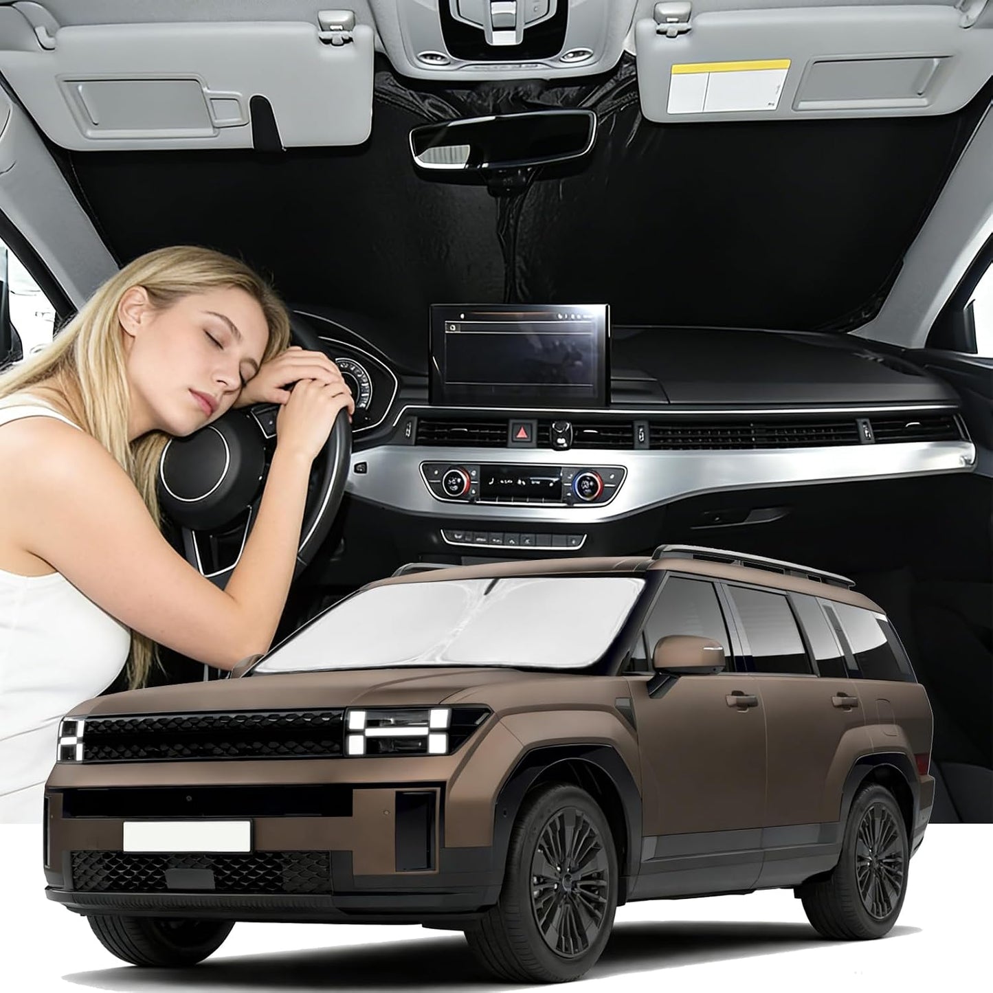 for Toyota Tacoma 2016-2023 2024 2025 2026 Sun Shade Sunshade Windshield Cover - 4 Layers Front Window Shade Custom Fit Tacoma 2Dr 4Dr Pickup Sun Visor 240T Shade Blocks UV Rays Car Accessories - Colors C