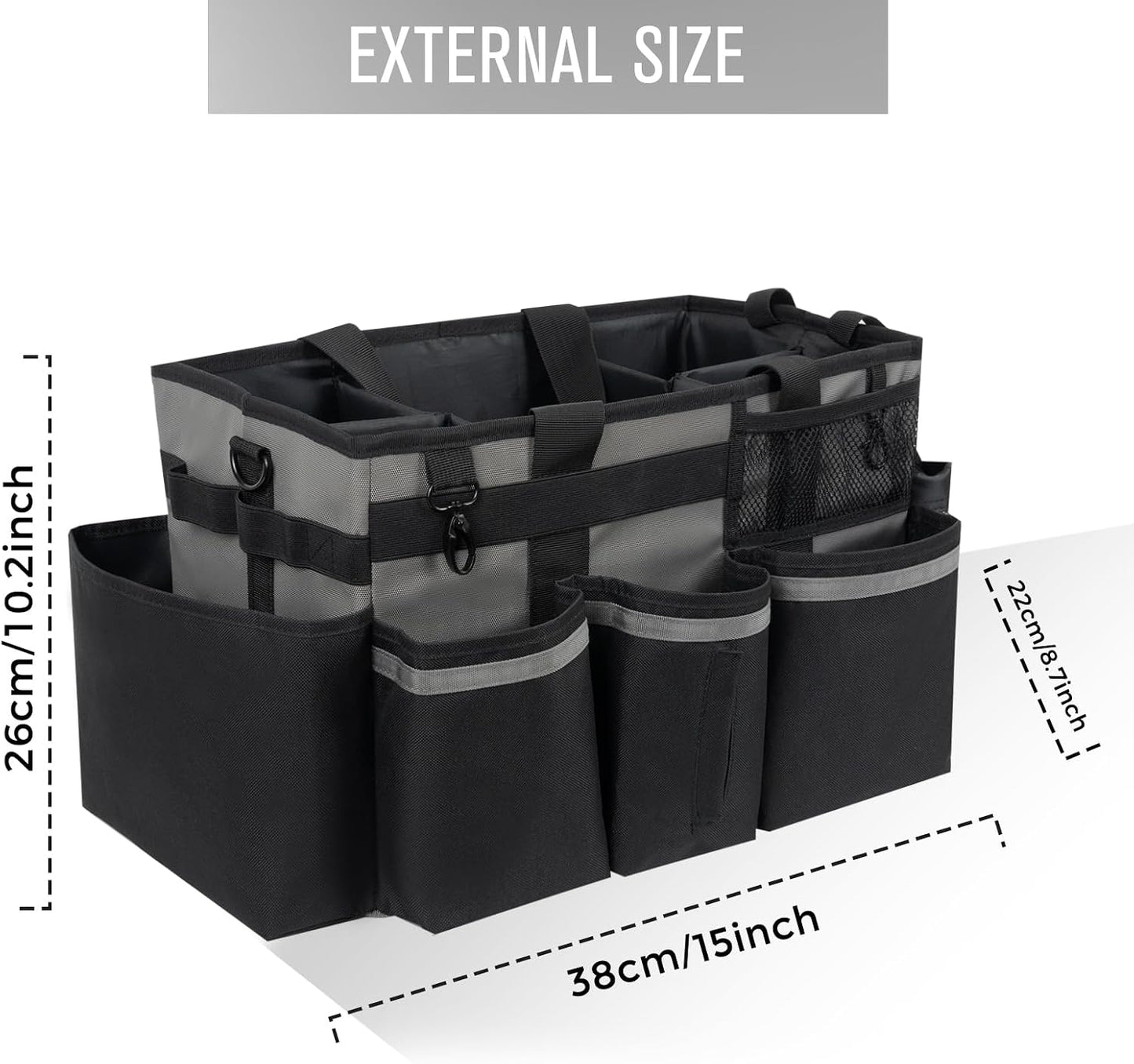 SCAVATA Wearable Cleaning Caddy Organizer with Handle & Shoulder Straps for Housekeepers, Under Sink & Car Cleaning Tool Organizer Bag with 4 Foldable Dividers (Green)