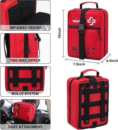 VRIEXSD 400 Piece Large First Aid Kit Premium Emergency Kits for Home, Office, Car, Outdoor, Hiking, Travel, Camping, Survival Medical First Aid Bag, Red