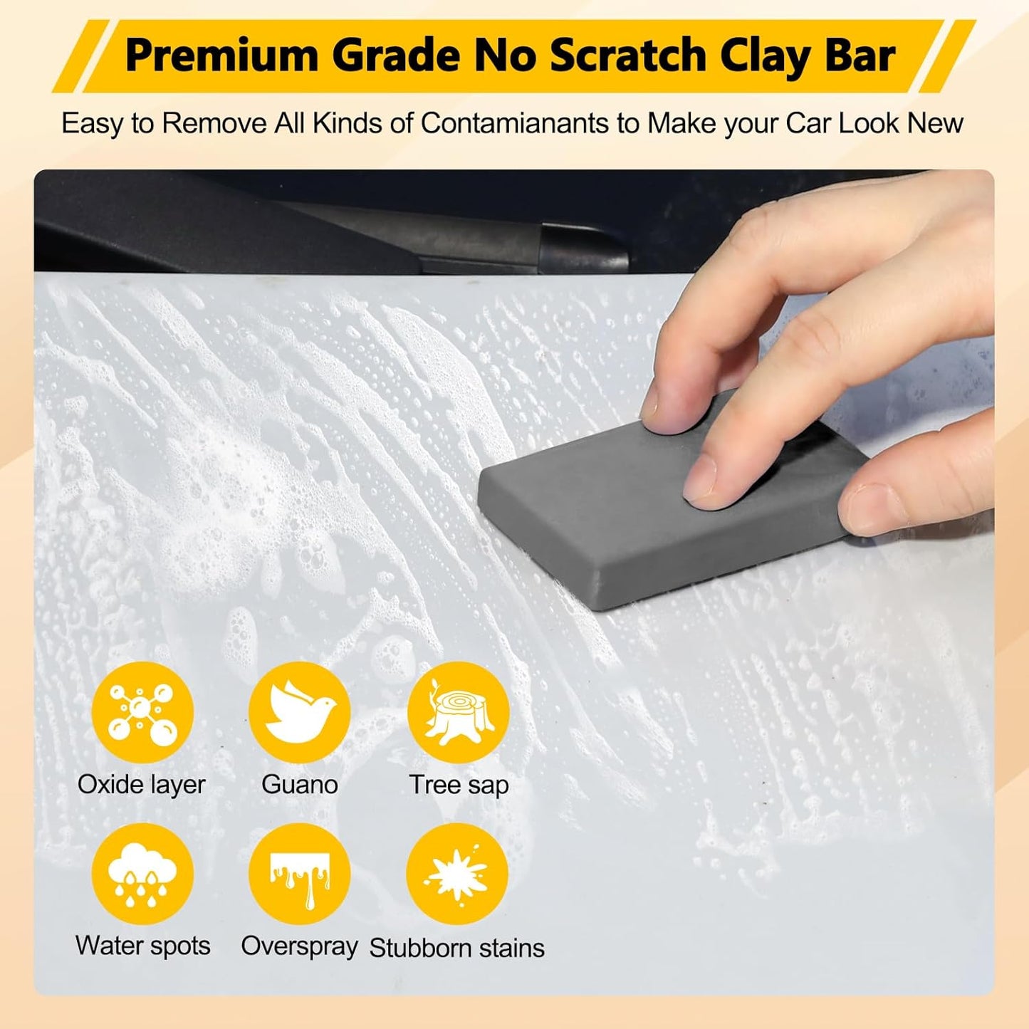 Fitosy Car Clay Bar 4 Pack 400g, Premium Grade No Scratch Magic Clays Bars Detailing Cleaner Kit Glass Deatil Cleaning with Washing and Adsorption Capacity for Auto SUV,RV,Truck