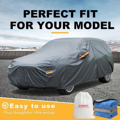 GUNHYI 16 Layers Car Cover Waterproof All Weather, Heavy Duty Outdoor Car Cover Universal Fit Sedan Toyota Camry, Tesla Model 3, Honda Accord, Nissan Altima, Kia K5/Stinger, Hyundai Sonata etc.
