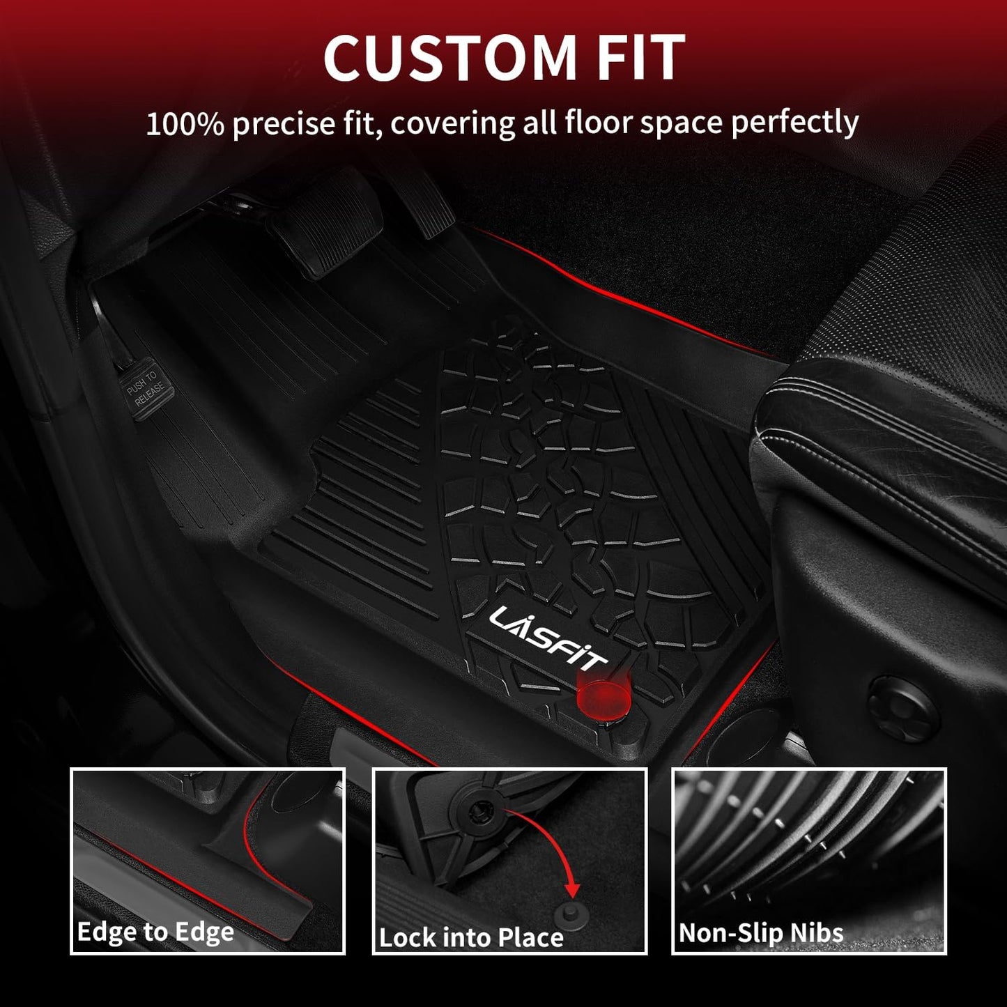LASFIT Floor Mats for Jeep Grand Cherokee WL 2022-2025 2026 5-Seat (Include 4xe, NOT for L), All Weather TPE Custom Fit Car Mats Floor Liners Cargo Liner Cargo Mat Trunk Mat Black