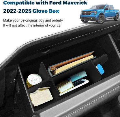 Upgrade Car Storage Organizer Fit for Ford Maverick 2026 2022-2025 Glove Box Organizers Insert Compartment Tray ABS Black Materials Dividers