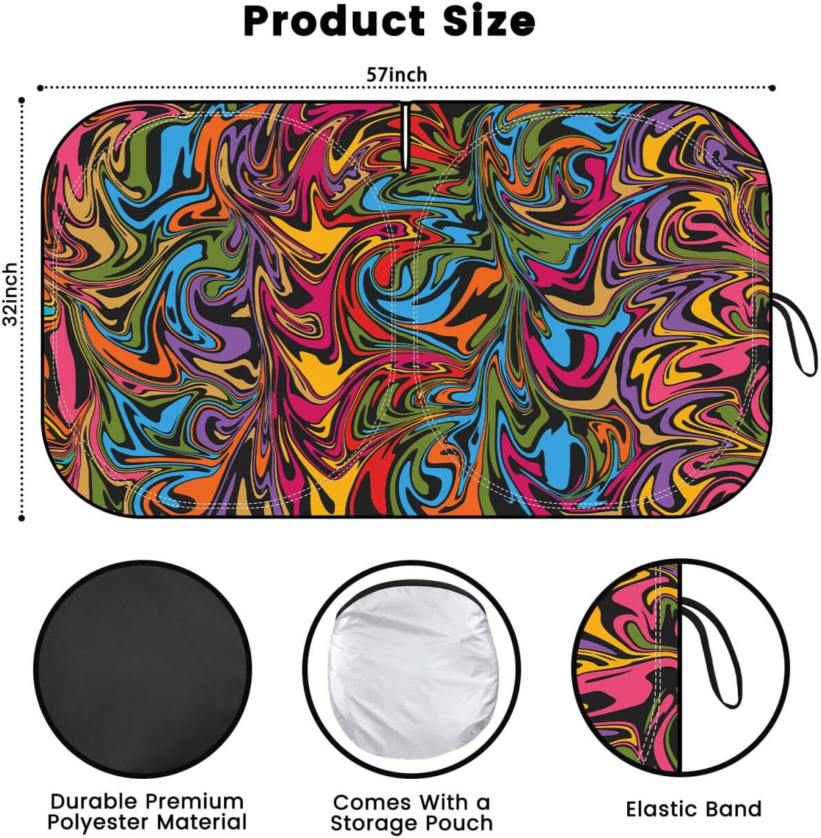 Iridescent Sun Shade for Car Windshield, Foldable Universal Car Windshield Upgrade Sunshade Enhanced UV Rays Reflective Sun Visor Shade Keeps Vehicle Cool