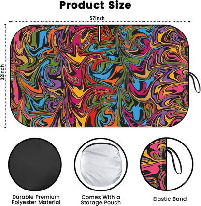 Iridescent Sun Shade for Car Windshield, Foldable Universal Car Windshield Upgrade Sunshade Enhanced UV Rays Reflective Sun Visor Shade Keeps Vehicle Cool