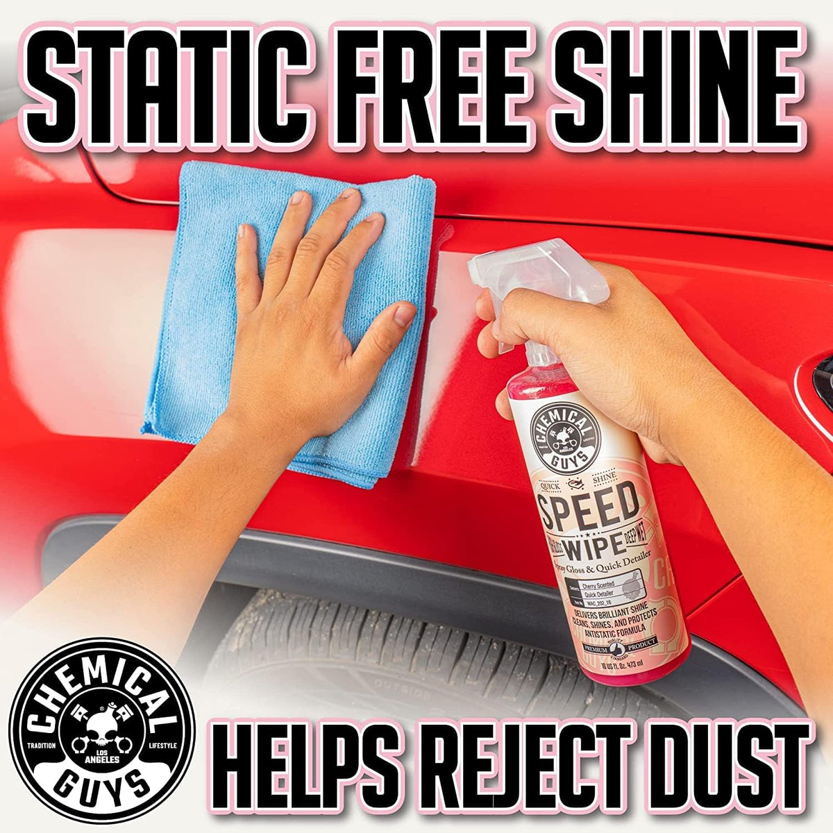 Chemical Guys Speed Wipe Quick Detailer - High Gloss, Streak-Free Shine, Detail Spray for Cars, Trucks, Motorcycles, RVs, and More, Safe on Paint, Glass, Wheels, and Trim, Cherry Scent, 128 fl oz
