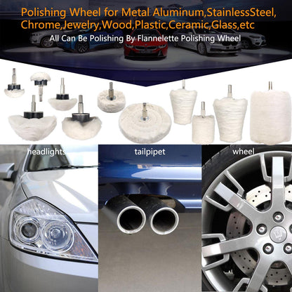 6 pcs Buffing Wheel for Drill,Buffing Pad Polishing Wheel Kits,Wheel Shaped Polishing Tool for Metal Aluminum,Stainless Steel,Chrome,Jewelry,Wood,Plastic,Ceramic,Glass,etc
