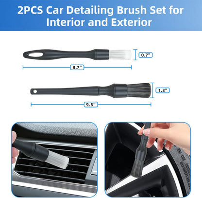 9Pcs Car Wheel Detailing Brush Kit – Scratch-Free Rim & Tire Cleaner Brushes with Tire Shine Pad, Microfiber Towel & Bag – Heavy-Duty Auto Detailing Tools for Cars, Trucks, RVs & Motorcycles