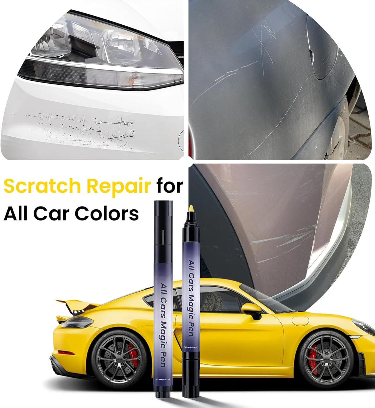 Car Scratch Remover Pen, Magic Car Scratch Removal Pen for All Car Colors, Scratch Repair Pen, Easy DIY Paint Repair Kit, Quick Fix for Wear Swirl Marks And Scuffs, 2PCS