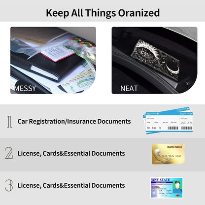 Car Registration and Insurance Holder, Leather Car Glove Box Organizer, Cool Car Accessories for ID, Driver's License Cards & Essential Document, business cards, Men&Women, Retro Audio Cassette
