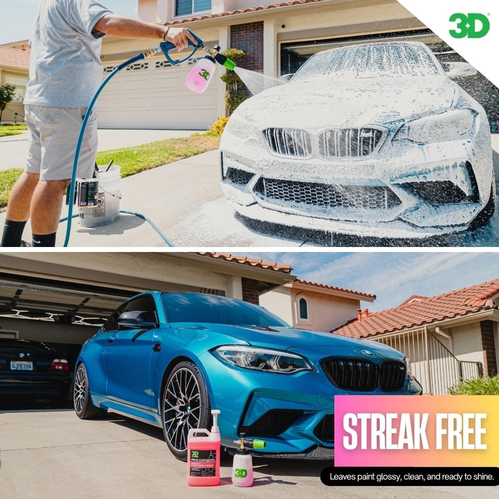 3D Pink Car Soap – 1 Gallon |pH Neutral Car Wash Soap with High Suds & Cherry Scent | Scratch-Free, High Gloss Shine | Safe on Wax & Sealants | Weekly Car Care