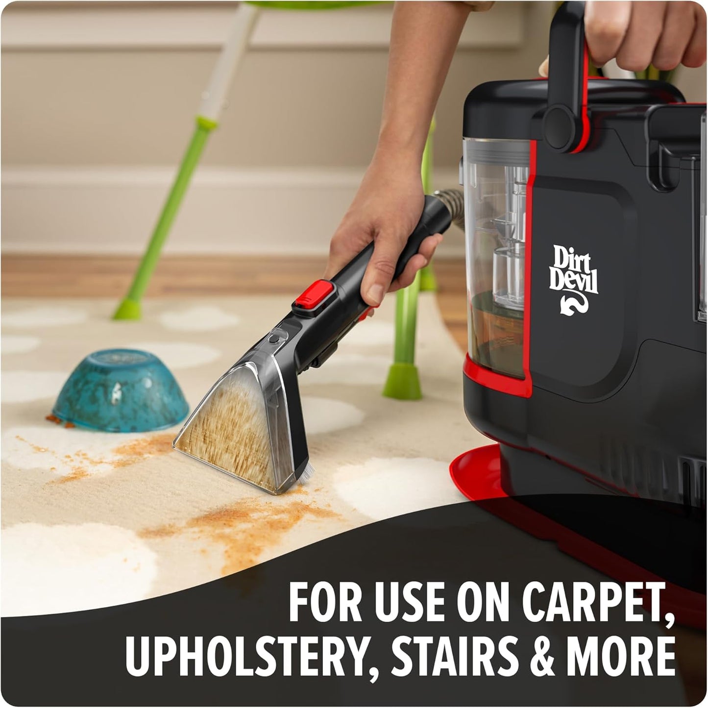 Dirt Devil Portable Spot Cleaner Machine for Carpet and Upholstery, Powerful Suction Spot Cleaning Machine with Versatile Tools, Pair with Dirt Devil Portable Cleaner Solution
