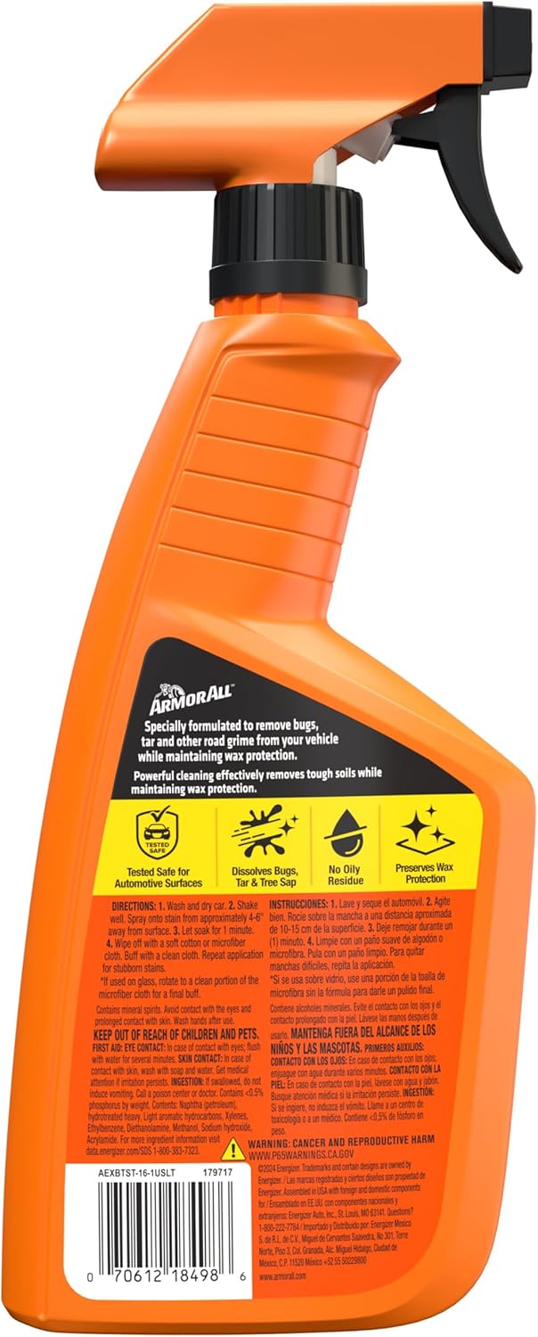 Armor All Extreme Bug and Tar Remover, 16 fl oz Spray Bottle, Spray Cleaner and Car Bug Remover