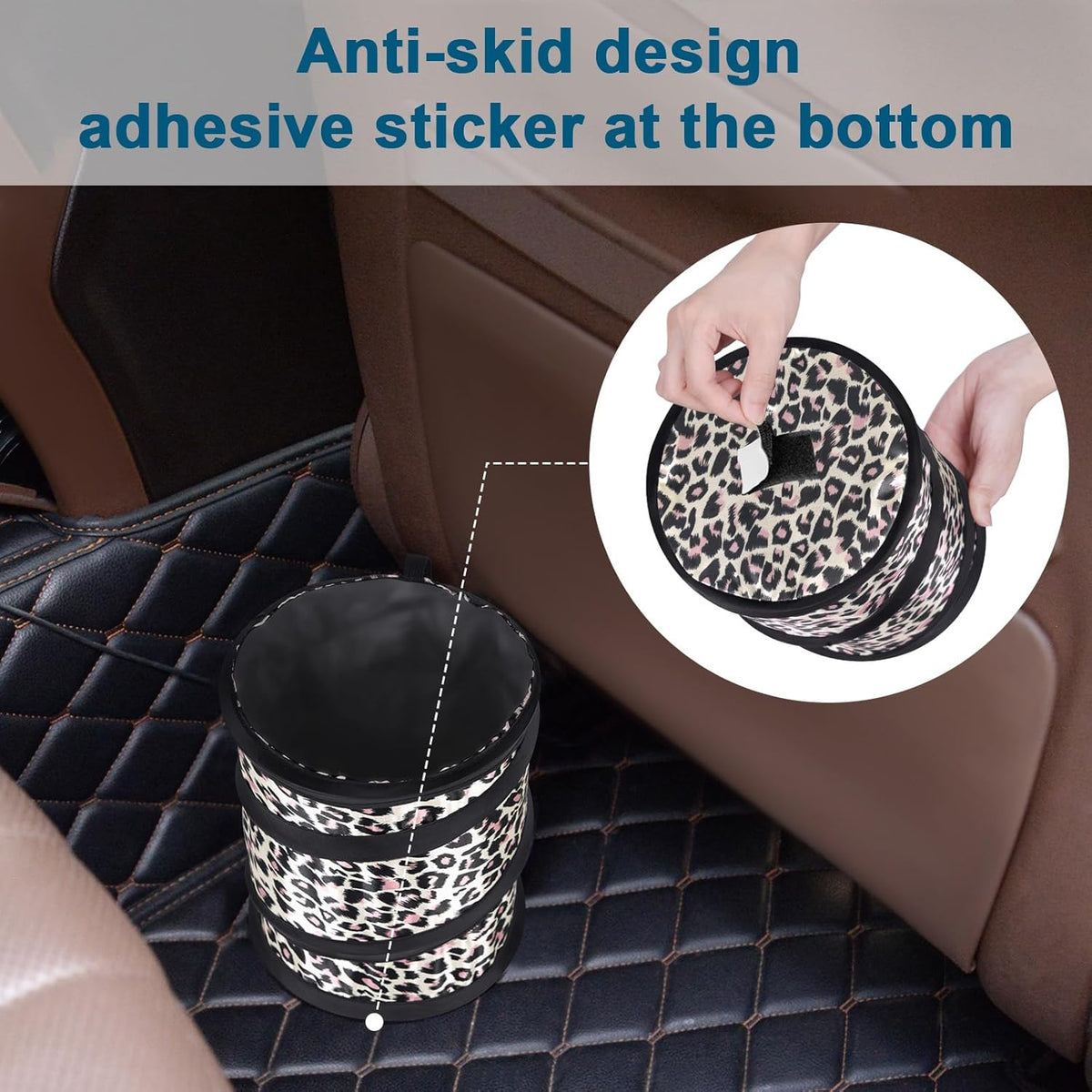 Car Trash Can, 2 Packs Mini Collapsible Pop-up Car Garbage Can, Waterproof Hanging Car Trash Bag with Velcro, Car Trash Bin, Black
