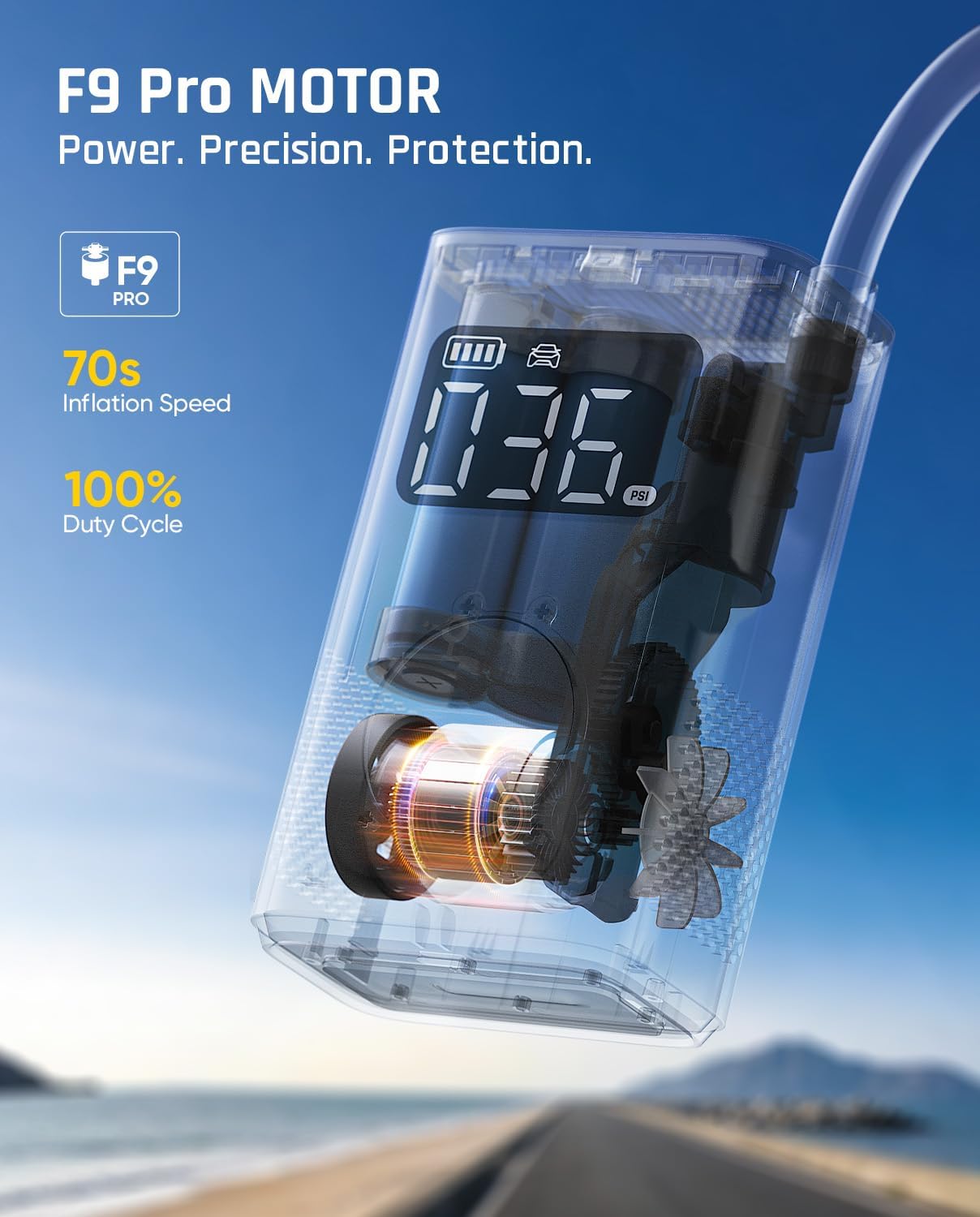 Fanttik X9 Pro Portable Tire Inflator for Compact Car, 1Min Fast Inflate Electric Bike Pump with Digital Tire Pressure Gauge, 150PSI Air Compressor for Electric Bikes, Motorcycle, Ball, Ideal for Dad