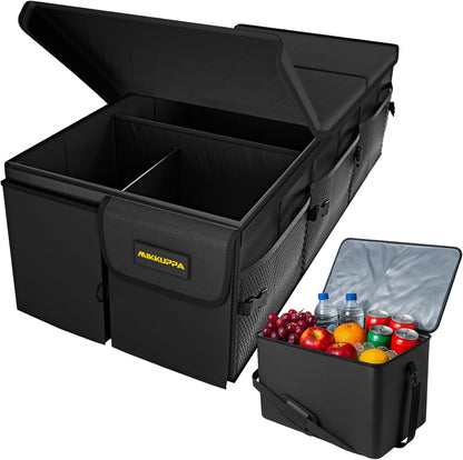 MIKKUPPA Car Trunk Organizer - 65L Collapsible Trunk Organizer with Lid, Sturdy Car Storage for SUV Auto Truck Van with Adjustable Straps and Non Slip Bottom (Black)