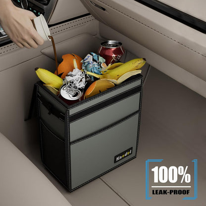 K KNODEL 2 Gallon Black Leak-Proof Waterproof Car Trash Can with Lid