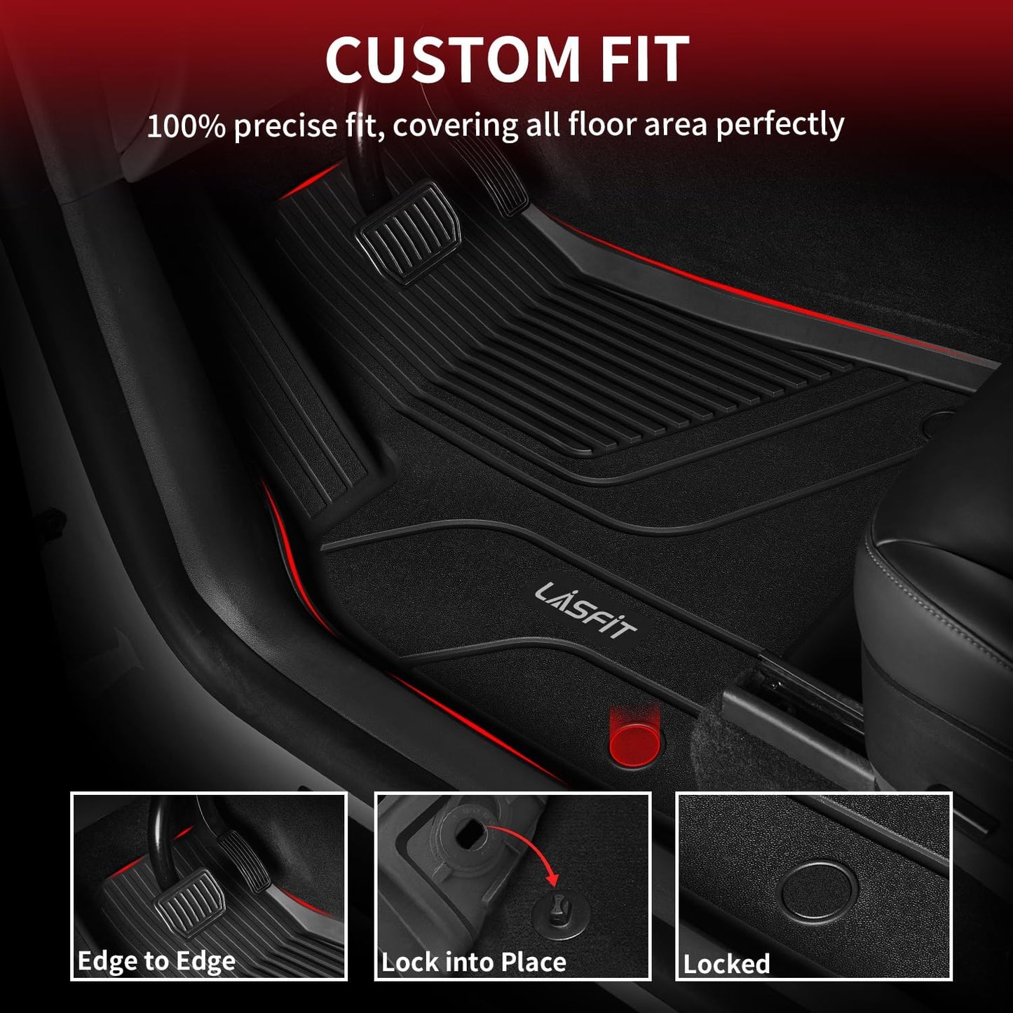 LASFIT Floor Mats Fits for Hyundai Sonata 2020-2026 (Only for FWD & Gas) & Kia K5 2021-2025 (Only for FWD) Custom Fit TPE All Weather Floor Liners Car Mats Accessories, Black