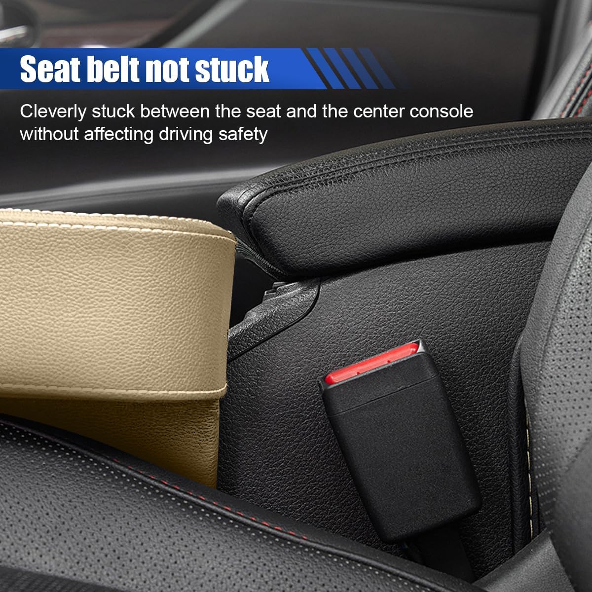 Car Cup Holder, Auto Front Seat Organizer, Multifunctional Cup Drink Holders with PU Leather Cover, Gap Filler Storage Box Coin Bucket Console Side Pocket Cell Mobile Phone Holder (Black)